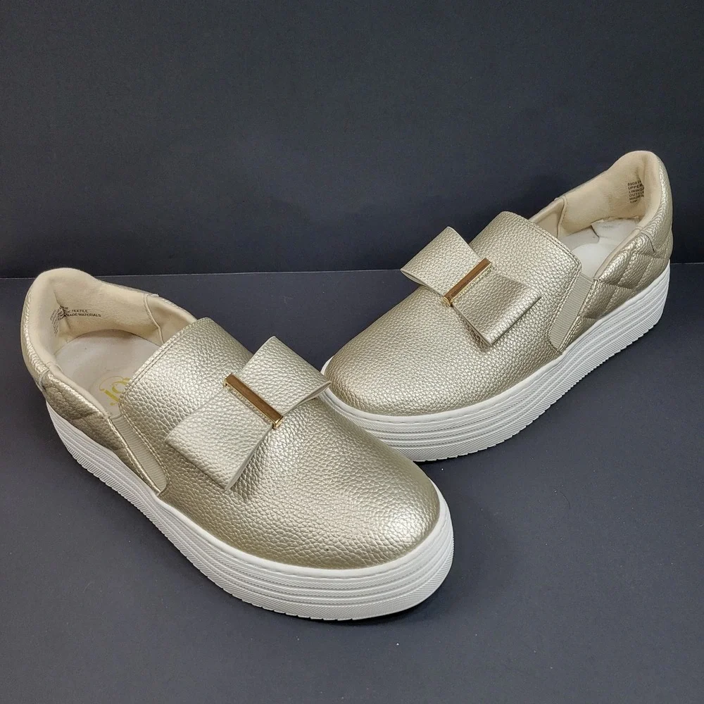 Joy Metallic Gold Platform Slip On Sneakers Women's Casual Shoes 10M‎
